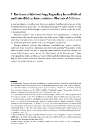 3 the Issue of Methodology Regarding Inner-Biblical and Inter-Biblical Interpretation: Rhetorical Criticism