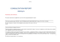 CONSULTATION REPORT Relating To