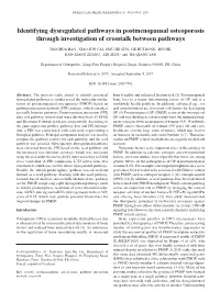 Identifying Dysregulated Pathways in Postmenopausal Osteoporosis Through Investigation of Crosstalk Between Pathways
