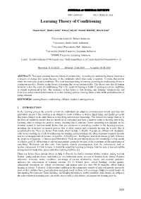 Learning Theory of Conditioning