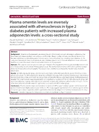 Plasma Omentin Levels Are Inversely Associated with Atherosclerosis In