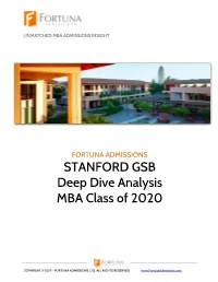 STANFORD GSB Deep Dive Analysis MBA Class of 2020