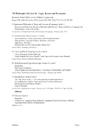 730 Philosophy 101, Sect 01 Logic, Reason and Persuasion