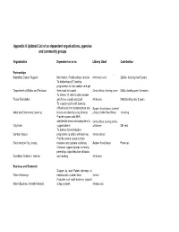 Appendix 8 Updated List of Co-Dependent Organisations, Agencies and Community Groups
