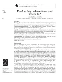 Food Safety: Where from and Where To? Christopher J