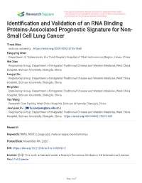 Identi Cation and Validation of an RNA Binding Proteins-Associated