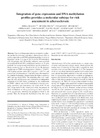 Integration of Gene Expression and DNA Methylation Profiles Provides a Molecular Subtype for Risk Assessment in Atherosclerosis