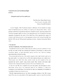 National Security and Constitutional Rights in Korea