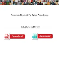 Prepare a Checklist for Spinal Anaesthesia