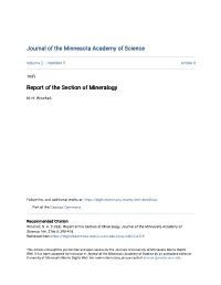 Report of the Section of Mineralogy