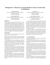 A Machine Learning Model to Detect Gender Bias in Wikipedia