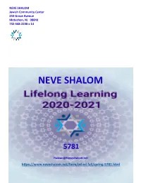 Ad Ed Book Neve Shalom 2020-21.Pub