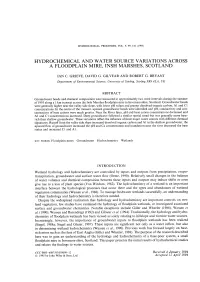 Hydrochemical and Water Source Variations Across A
