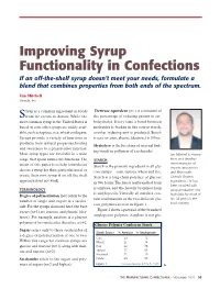 Improving Syrup Functionality in Confections
