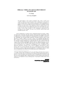 Phrasal Verbs and Associated Forms in Shakespeare