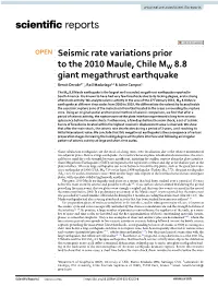 Seismic Rate Variations Prior to the 2010 Maule, Chile MW 8.8 Giant Megathrust Earthquake
