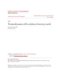 Thermodynamics of the Solution of Mercury Metal James Nelson Spencer Iowa State University