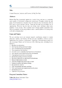 Title: Abstract: Scope and Topics: Program Committee