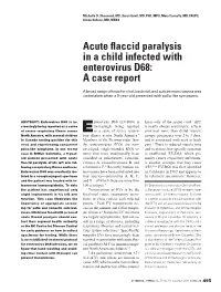 Acute Flaccid Paralysis in a Child Infected with Enterovirus D68: a Case Report