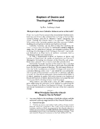 Baptism of Desire and Theological Principles (2000)