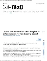 [Koussa] Offered Asylum in Britain in Return for Help Toppling Gaddafi