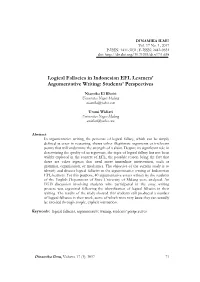 Logical Fallacies in Indonesian EFL Learners' Argumentative Writing
