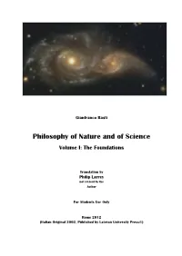 Philosophy of Nature and of Science Volume I: the Foundations
