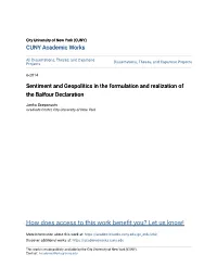 Sentiment and Geopolitics in the Formulation and Realization of the Balfour Declaration