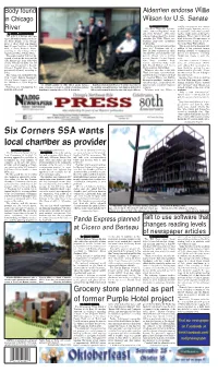 Six Corners SSA Wants Local Chamber As Provider by BRIAN NADIG Has Praised Its Performance