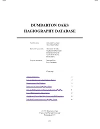 Dumbarton Oaks Hagiography Database