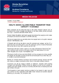 Gladys Berejiklian Andrew Constance MEDIA RELEASE