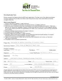 Grant Application Form Please Complete the Following Form for IETF