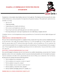 Making an Impression with the Phone Interview