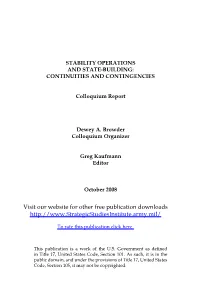 Stability Operations and State-Building: Continuities and Contingencies