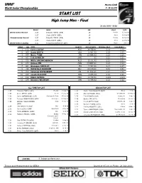 START LIST High Jump Men - Final