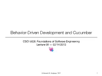 Behavior-Driven Development and Cucumber