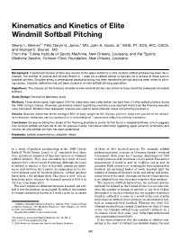 Kinematics and Kinetics of Elite Windmill Softball Pitching