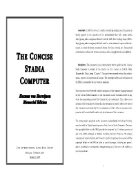 The Concise Stadia Computer, Or the Text Printed on the Instrument Itself, Or Any Other Documentation Prepared by Concise for This Instrument