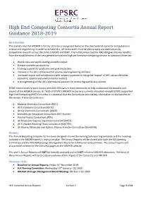 High End Computing Consortia Annual Report Guidance 2018-2019