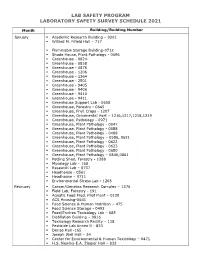 Lab Safety Program Laboratory Safety Survey Schedule 2021