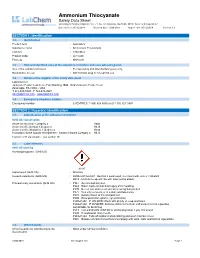 Ammonium Thiocyanate Safety Data Sheet According to Federal Register / Vol