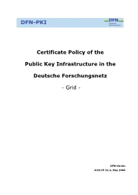 Certificate Policy of the Public Key Infrastructure in The