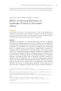 Effect of Alloying Elements on Hydrogen Pickup in Zirconium Alloys
