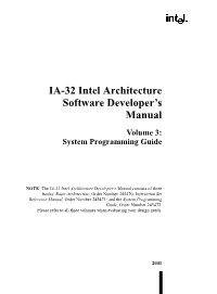 IA-32 Intel Architecture Software Developer's