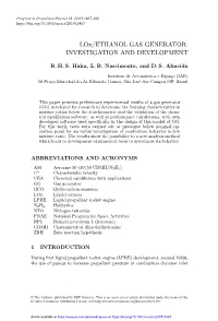 Lox/ETHANOL GAS GENERATOR: INVESTIGATION and DEVELOPMENT