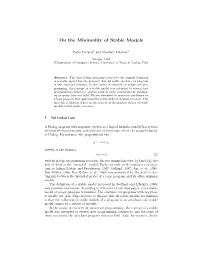 On the Minimality of Stable Models