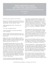 The Significance of the Incarnation
