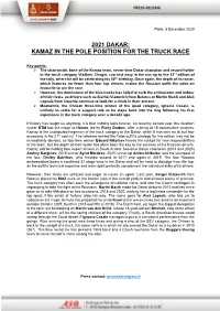 2021 Dakar: Kamaz in the Pole Position for the Truck Race