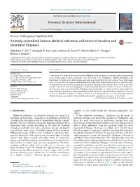 A Newly Assembled Human Skeletal Reference Collection of Modern And