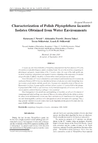 Characterization of Polish Phytophthora Lacustris Isolates Obtained from Water Environments